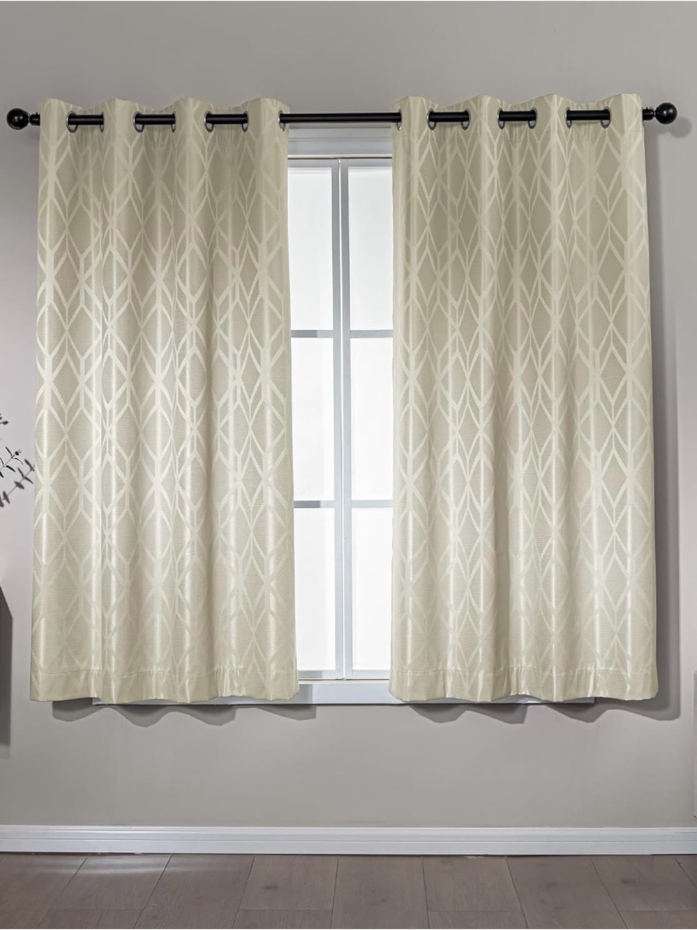 NEW Amazon Basics Jacquard 2-Piece 100% Blackout Curtains, 42"x63", Beige